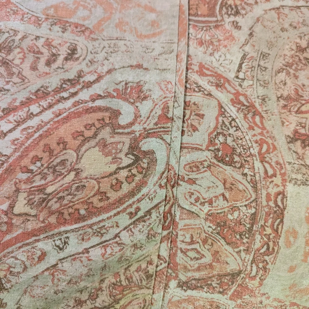 Fresco pattern pottery barn linen blend duvet cover queen Paisley terra cotta